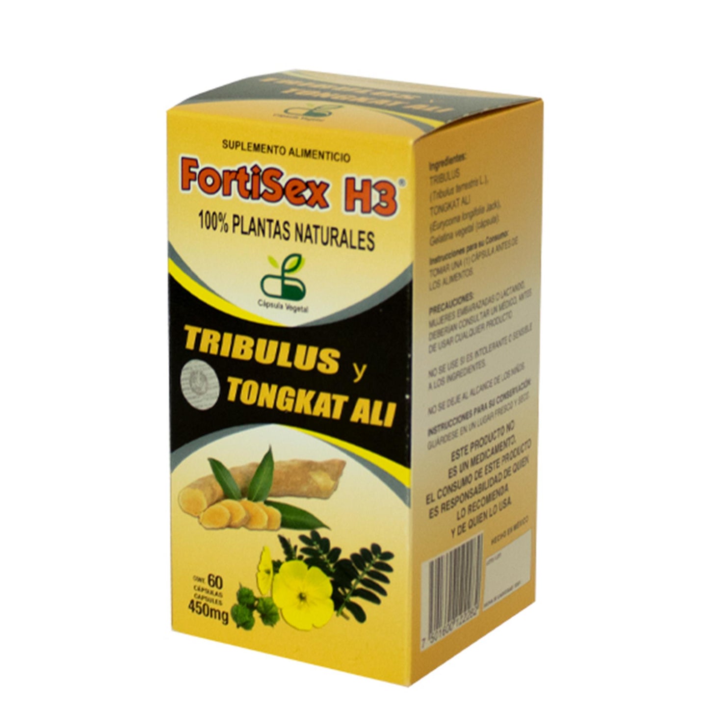 Cápsulas FORTISEX H3® tribulus terrestris L caja frasco 60