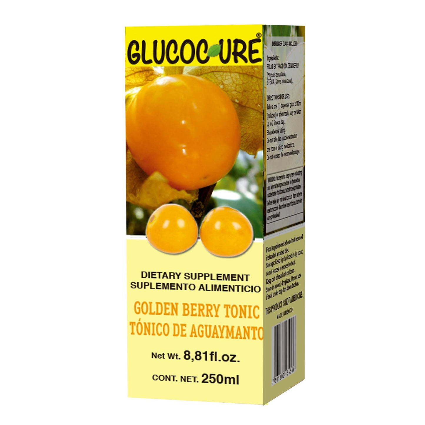 Tónico GLUCOCURE ® aguaymanto fruto caja frasco 250ml