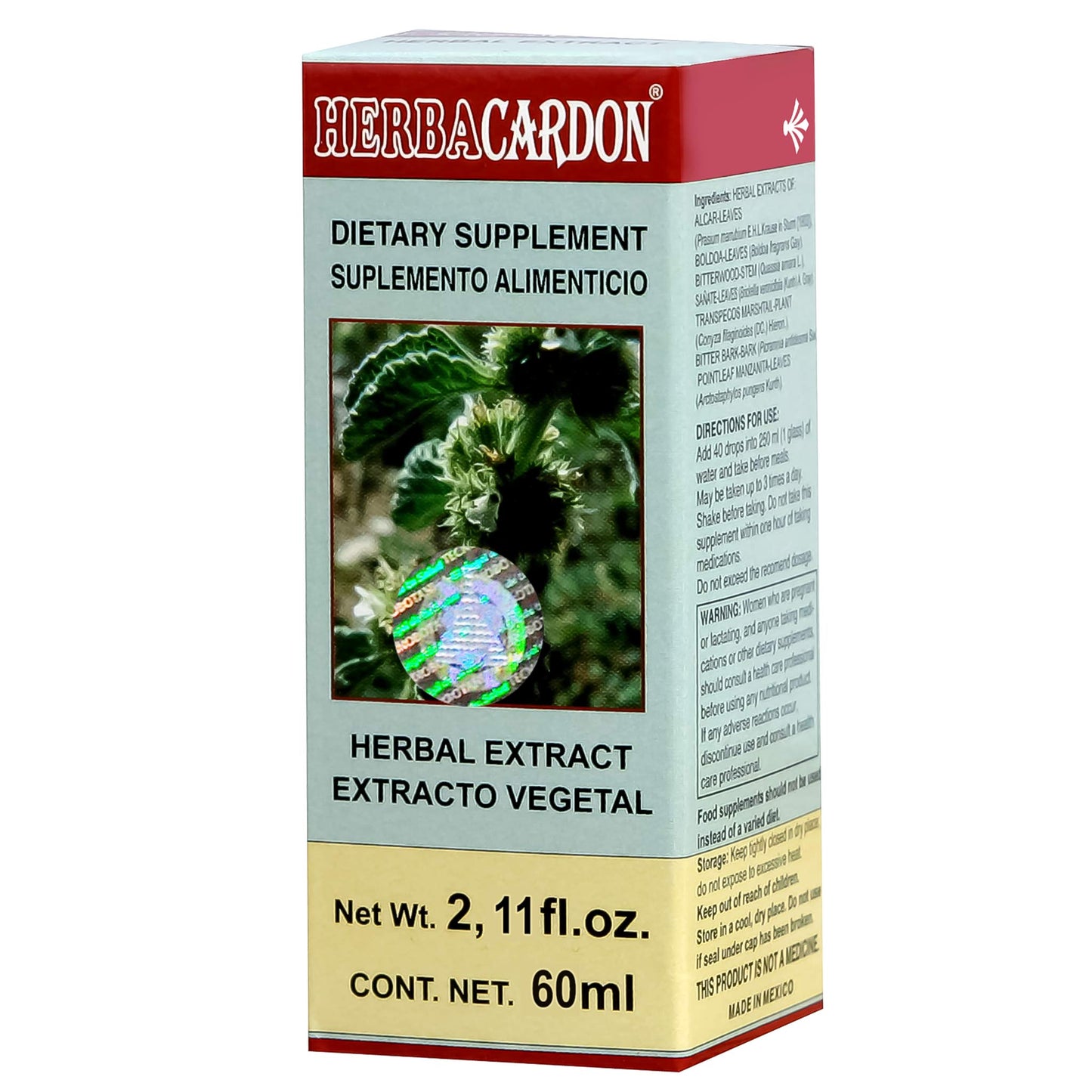 Extracto vegetal HERBACARDON ® alcachofa compuesta caja frasco gotero 60ml