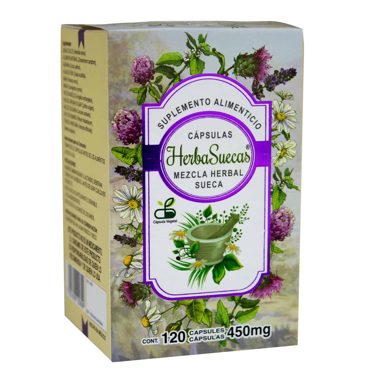 Cápsulas HERBASUECAS ® mezcla herbal sueca caja frasco 120