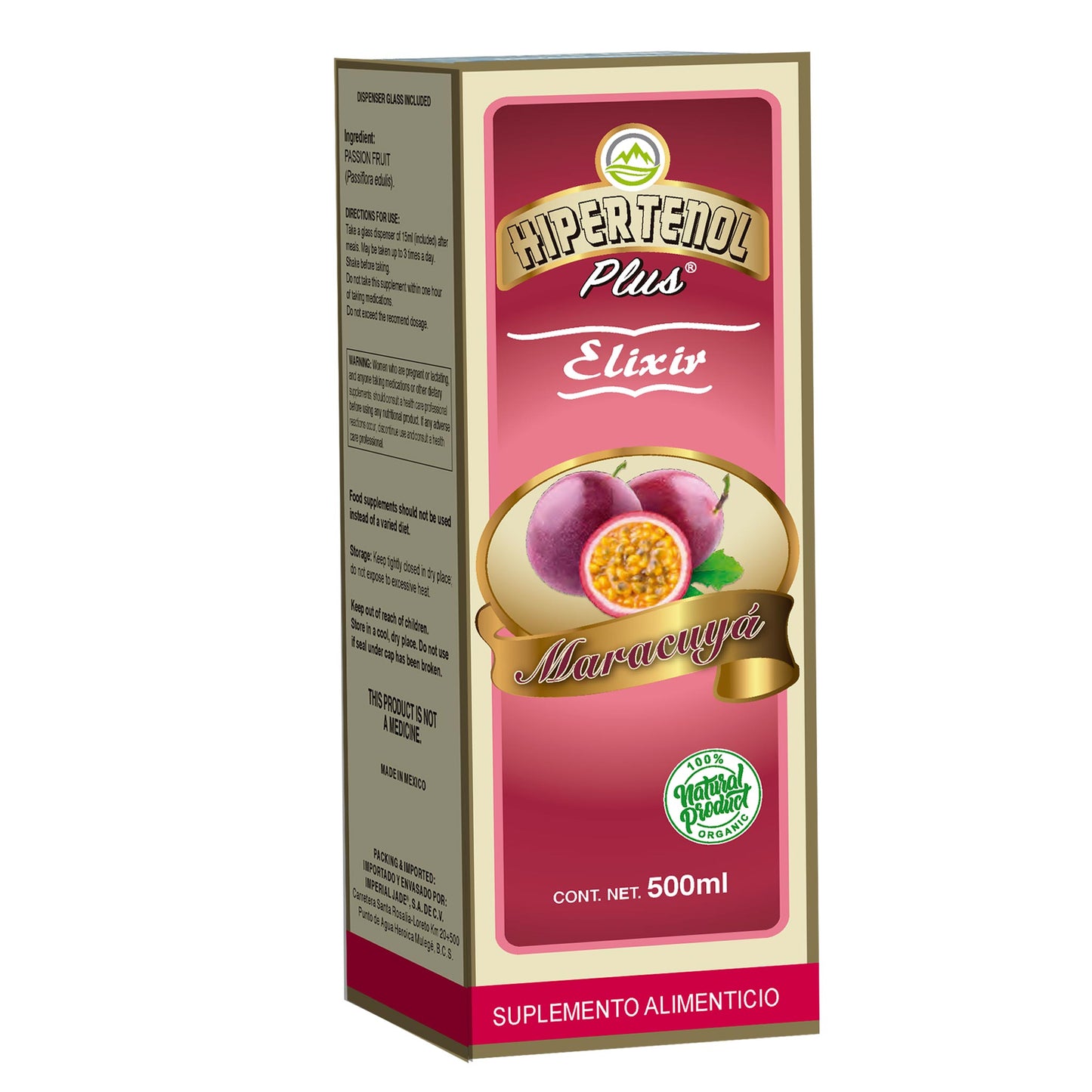 Elixir HIPERTENOL PLUS ® maracuyá caja frasco 500ml