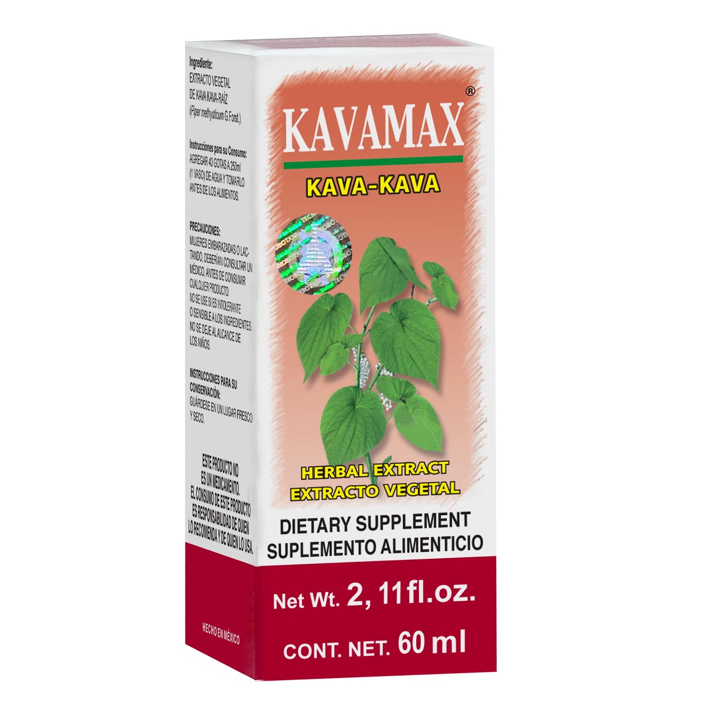 Extracto vegetal KAVAMAX ® raíz de kava-kava caja frasco gotero 60ml