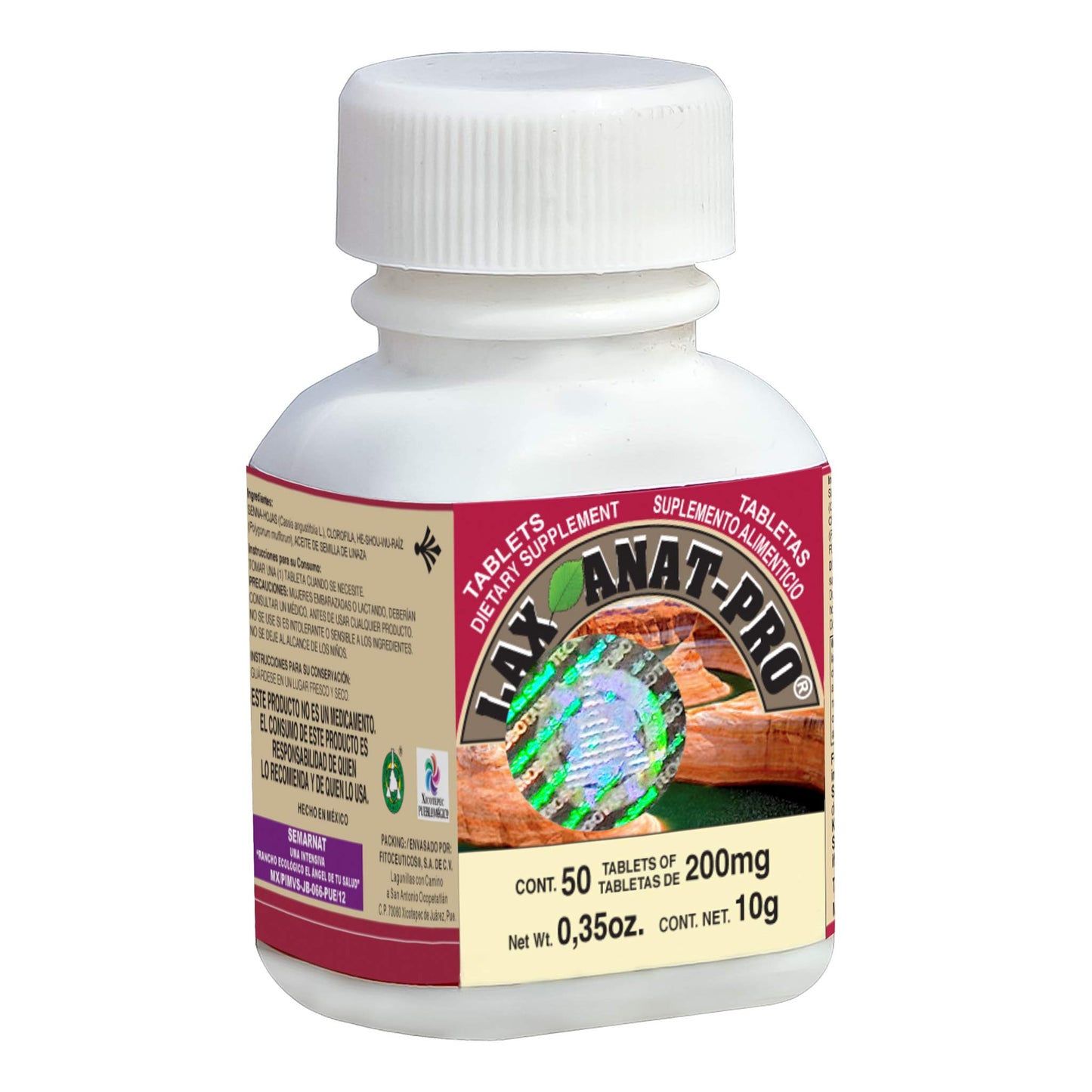 Tabletas LAXANAT PRO ® hojas de senna y clorofila frasco 50