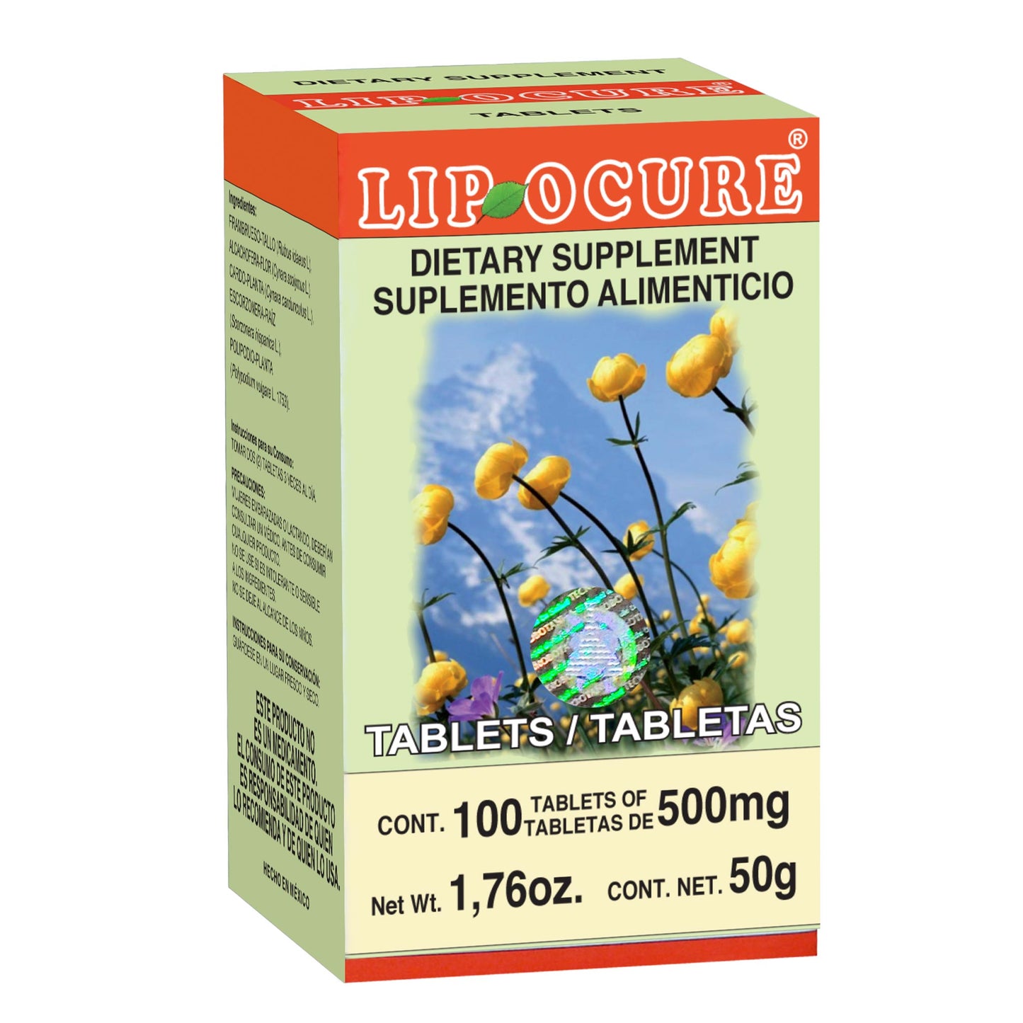 Tabletas LIPOCURE ® frambueso, polipodio y cardo caja frasco 100