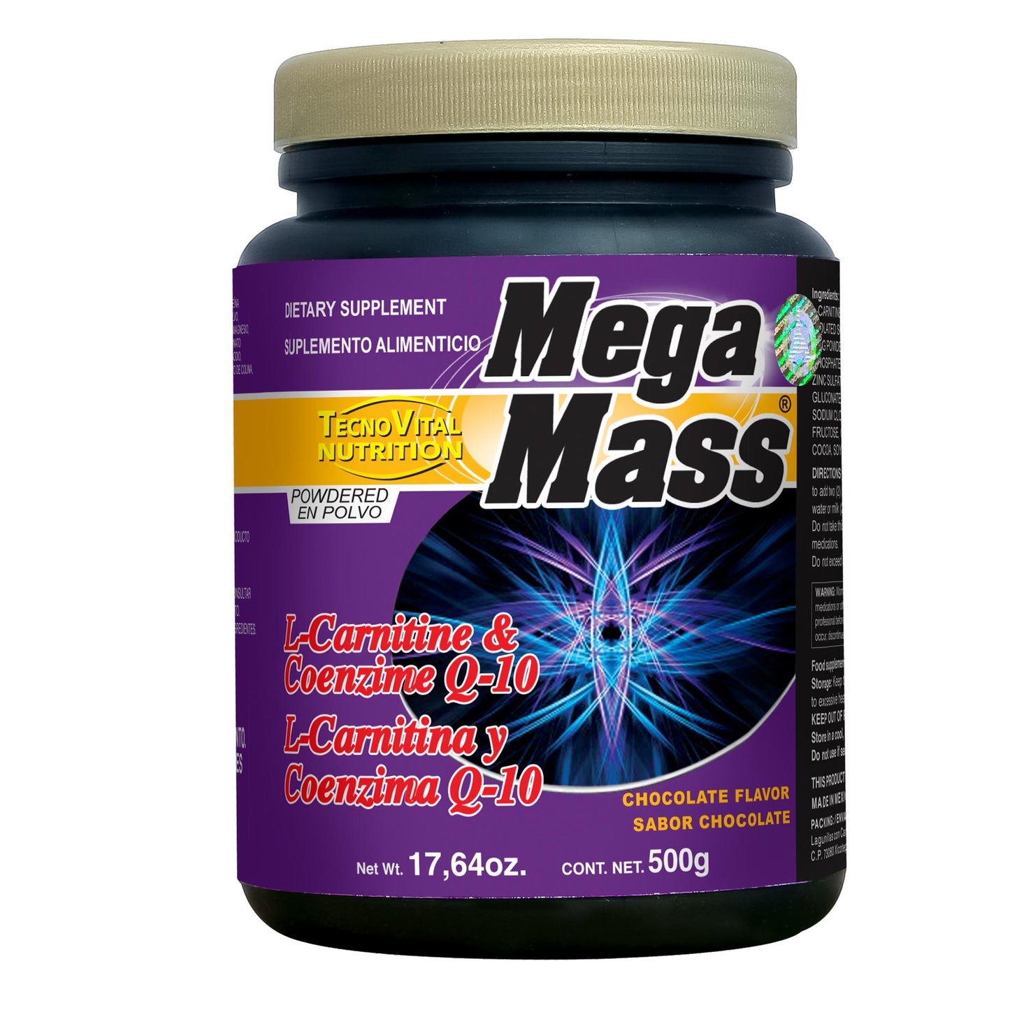 Polvo MEGAMASS ® l-carnitina y coenzima Q10 bote 500g