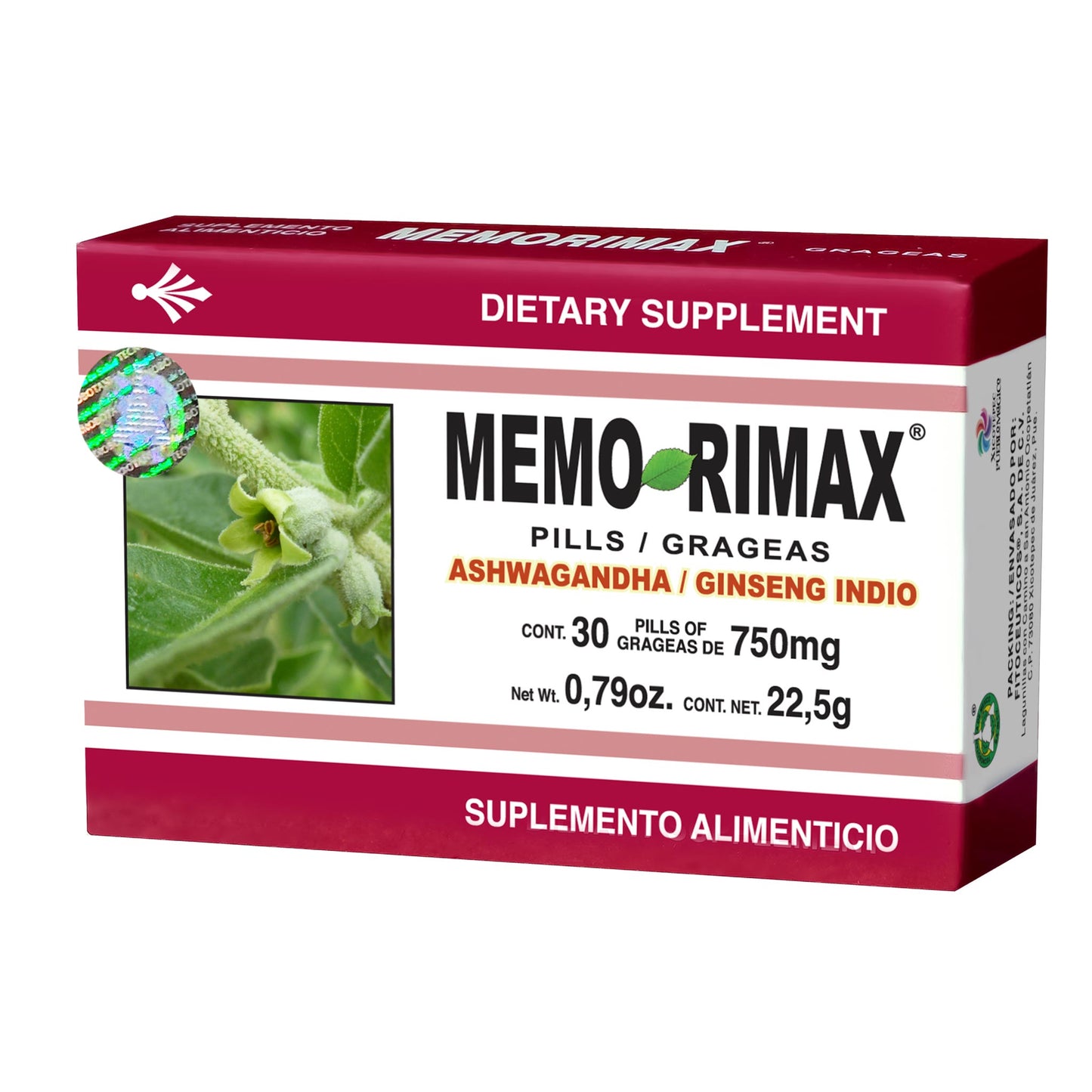 Grageas MEMORIMAX ® ashwaganda caja blister 30