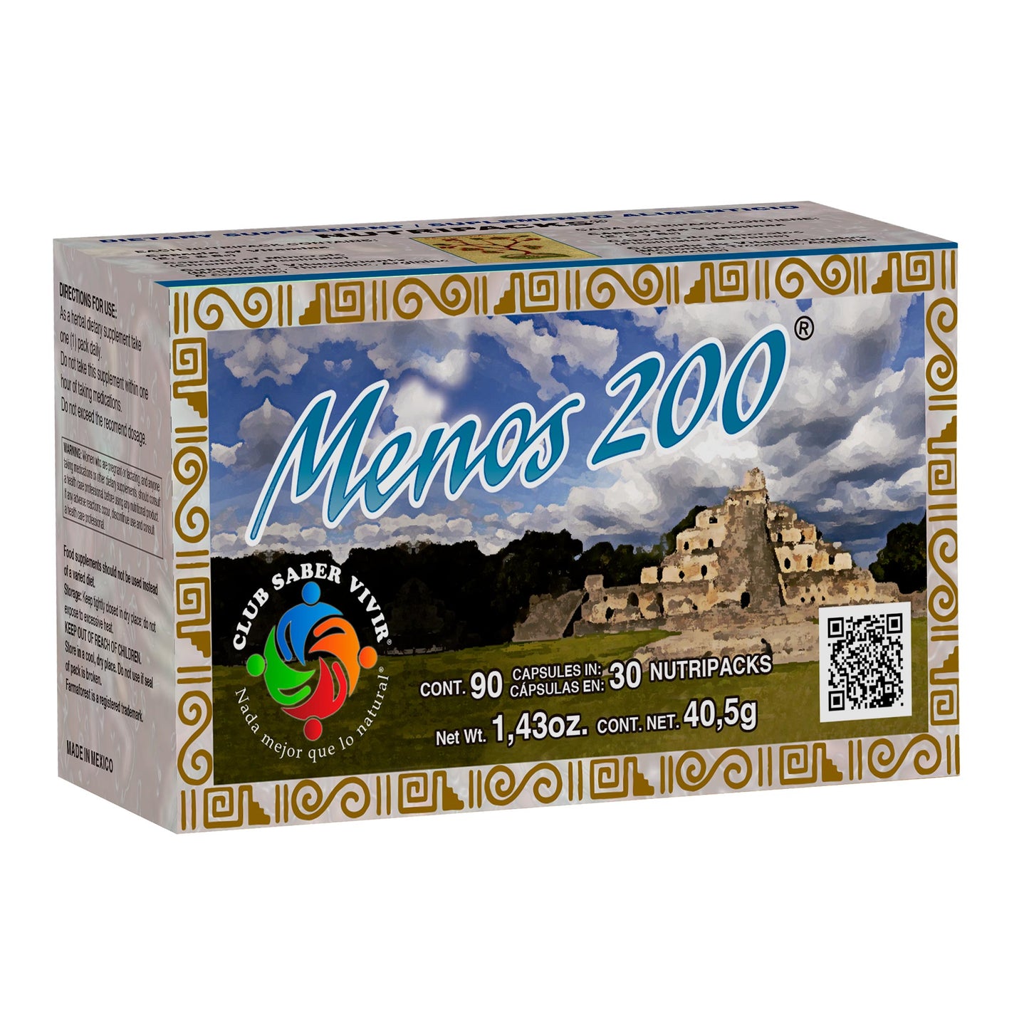 Cápsulas MENOS 200 ® vitaminas, minerales y vitanutrientes frasco 90