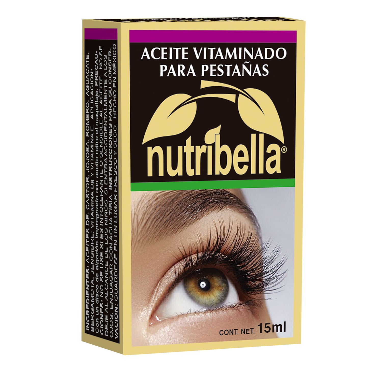 Aceite para pestañas NUTRIBELLA ® vitamina E, romero y jojoba frasco 15ml