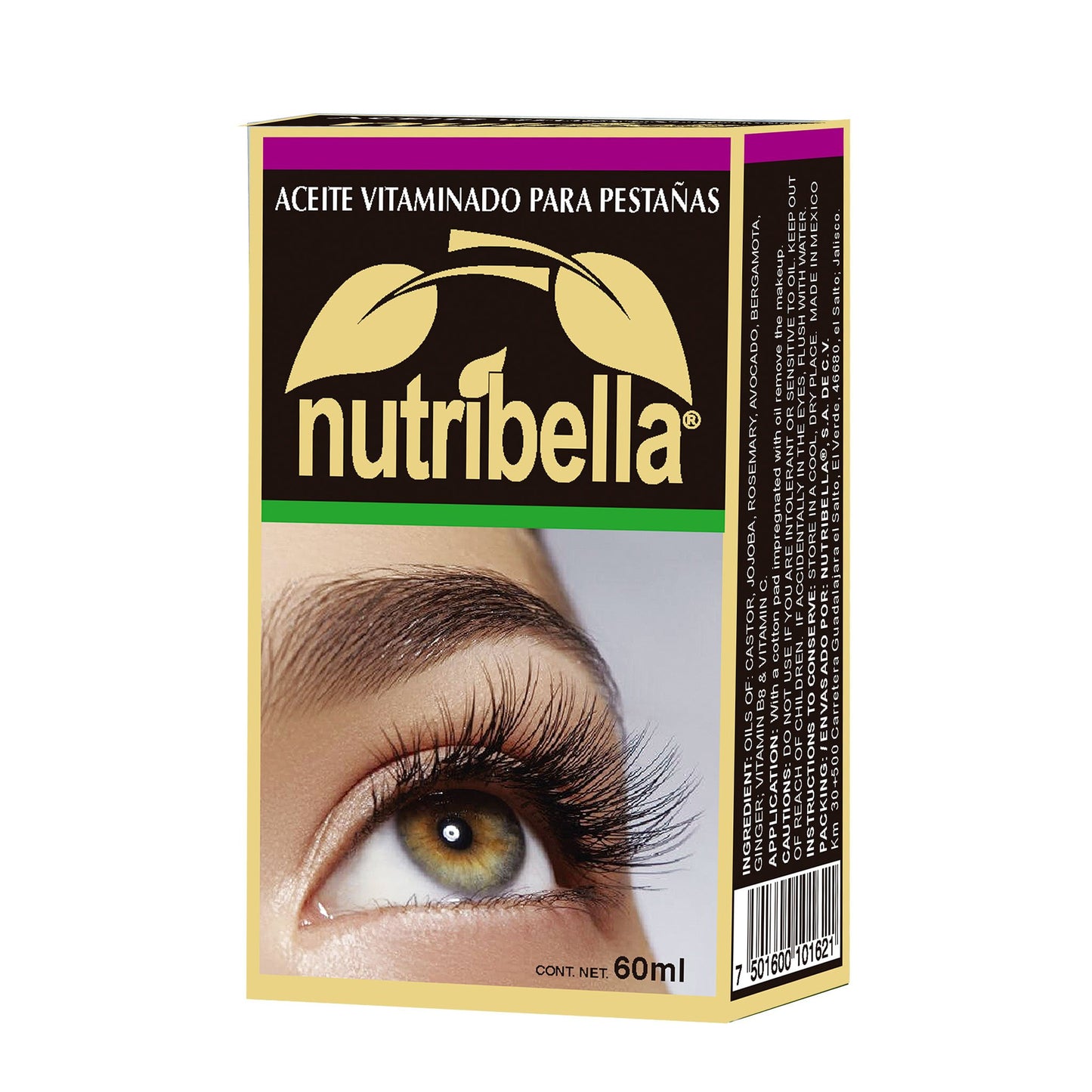 Aceite para pestañas NUTRIBELLA ® vitamina E, romero y jojoba frasco 60ml