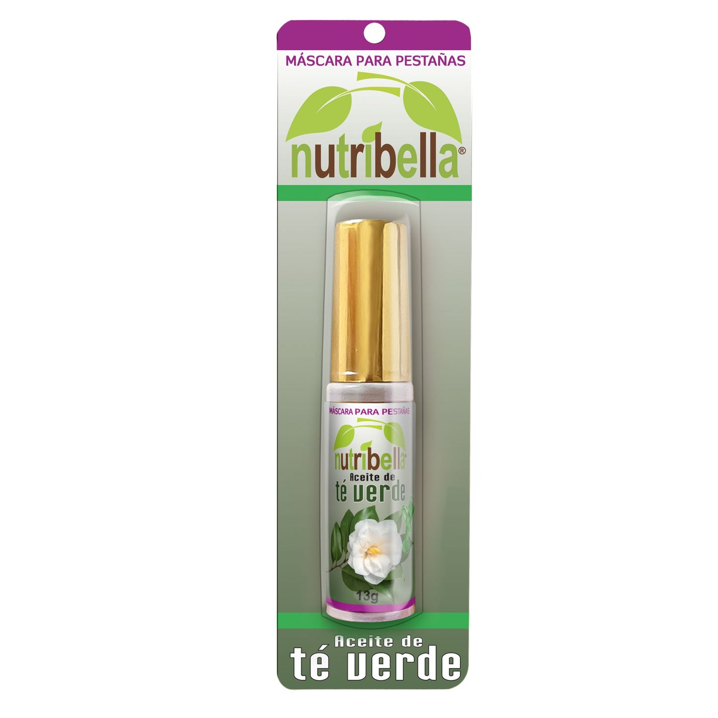 Máscara para pestañas NUTRIBELLA ® aceite de té verde frasco aplicador 13g