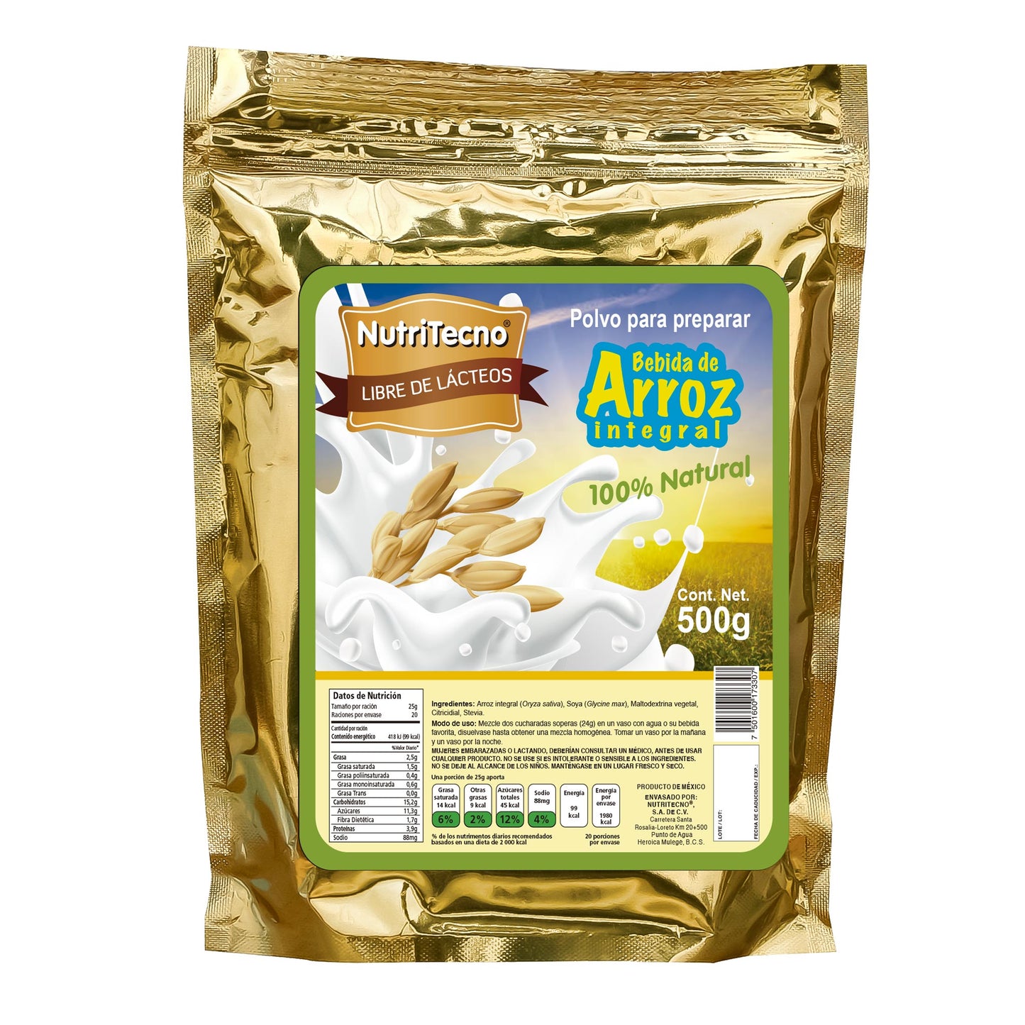 Polvo NUTRATECNO ® lechada vegetal arroz bolsa 500g