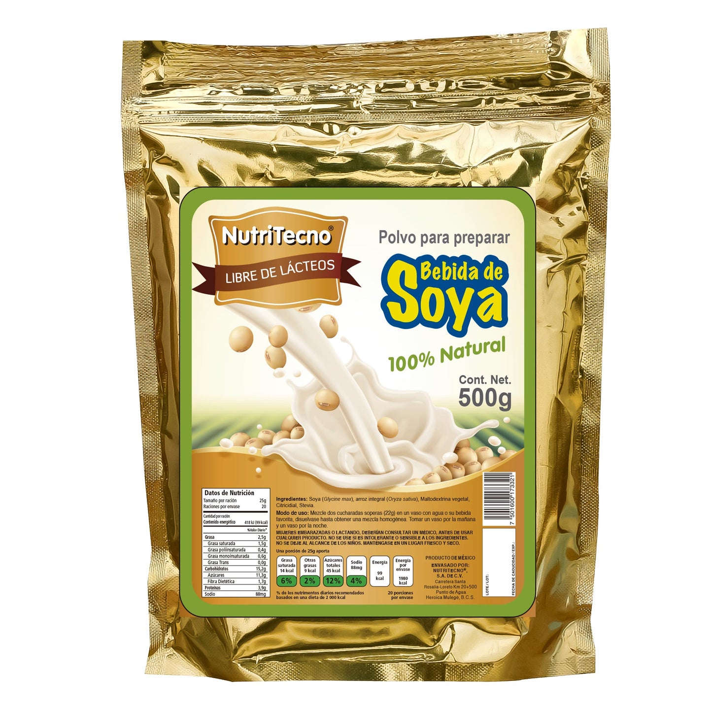 Polvo NUTRATECNO ® lechada vegetal soya bolsa 500g