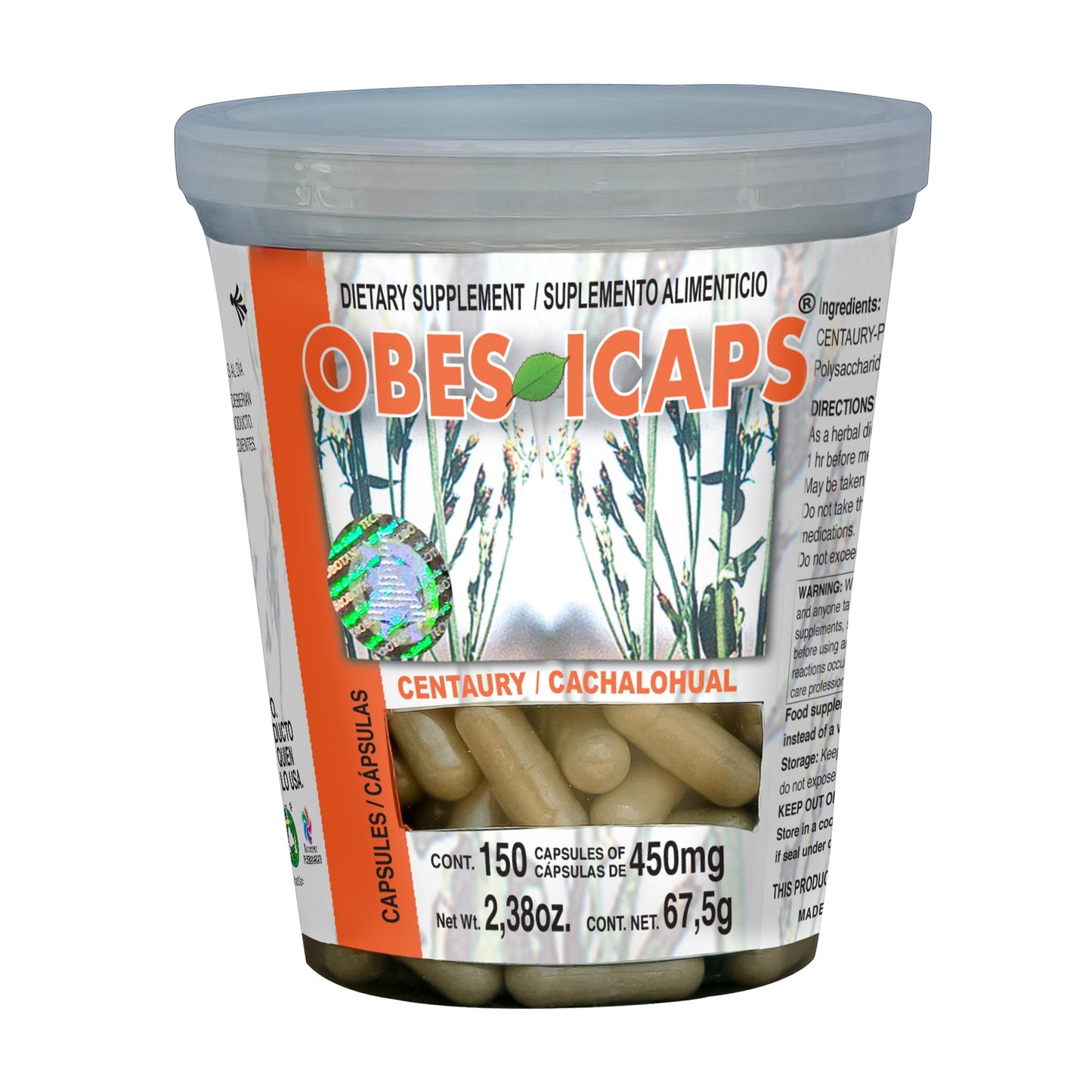 Cápsulas OBESICAPS ® centaura y cachalohual frasco 150u