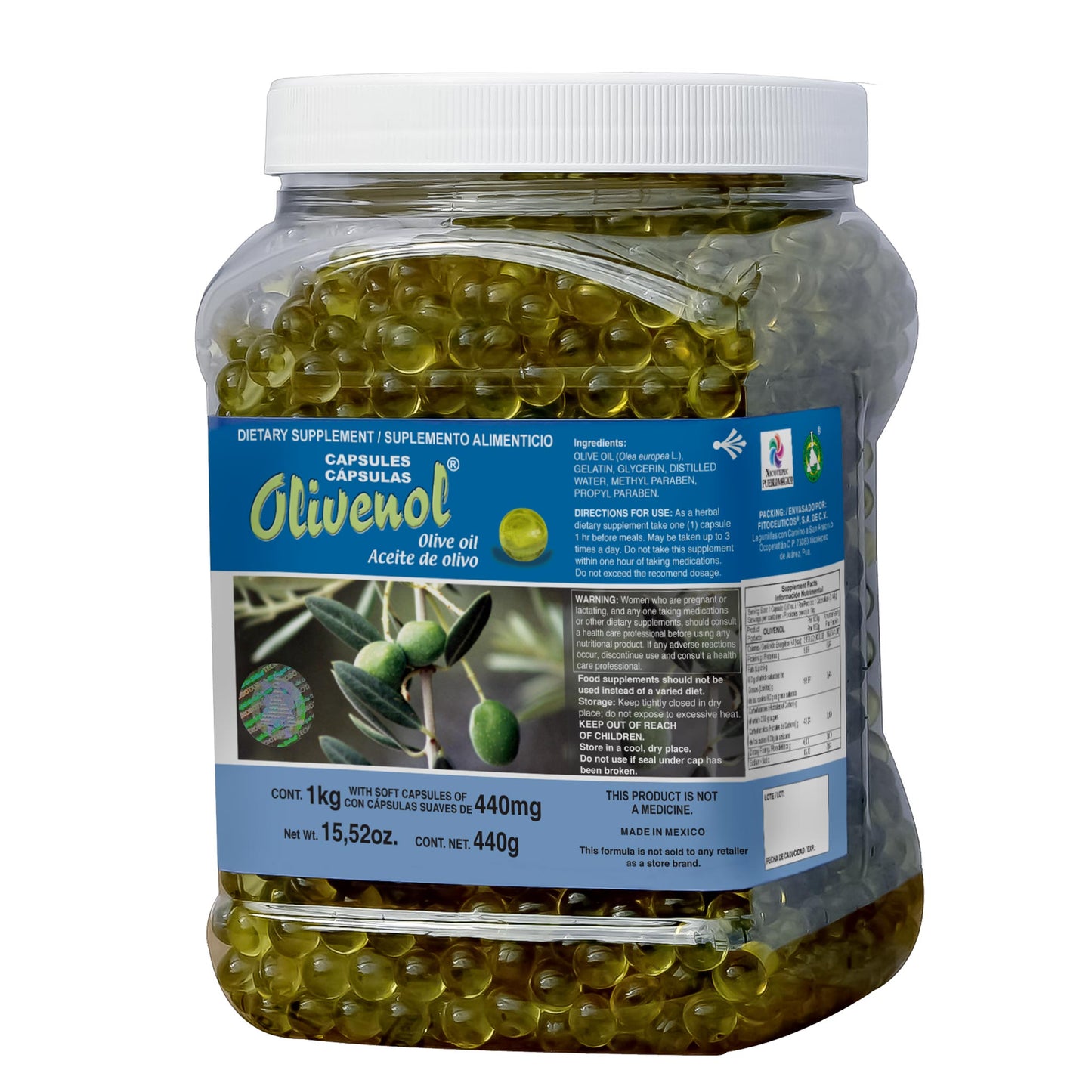 Cápsulas OLIVENOL ® aceite de oliva bote 1kg