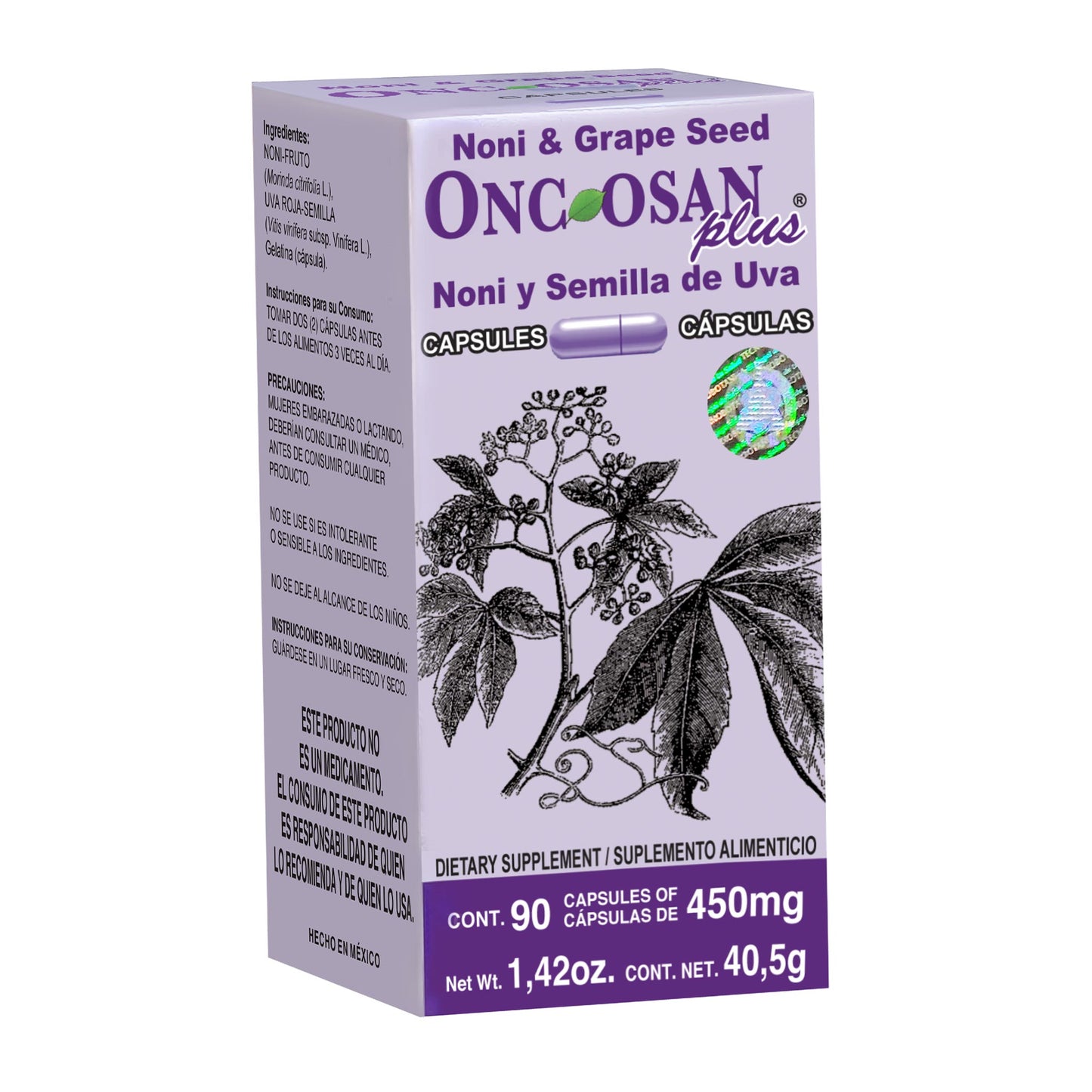 Cápsulas ONCOSAN PLUS ® noni y semilla de uva frasco 90