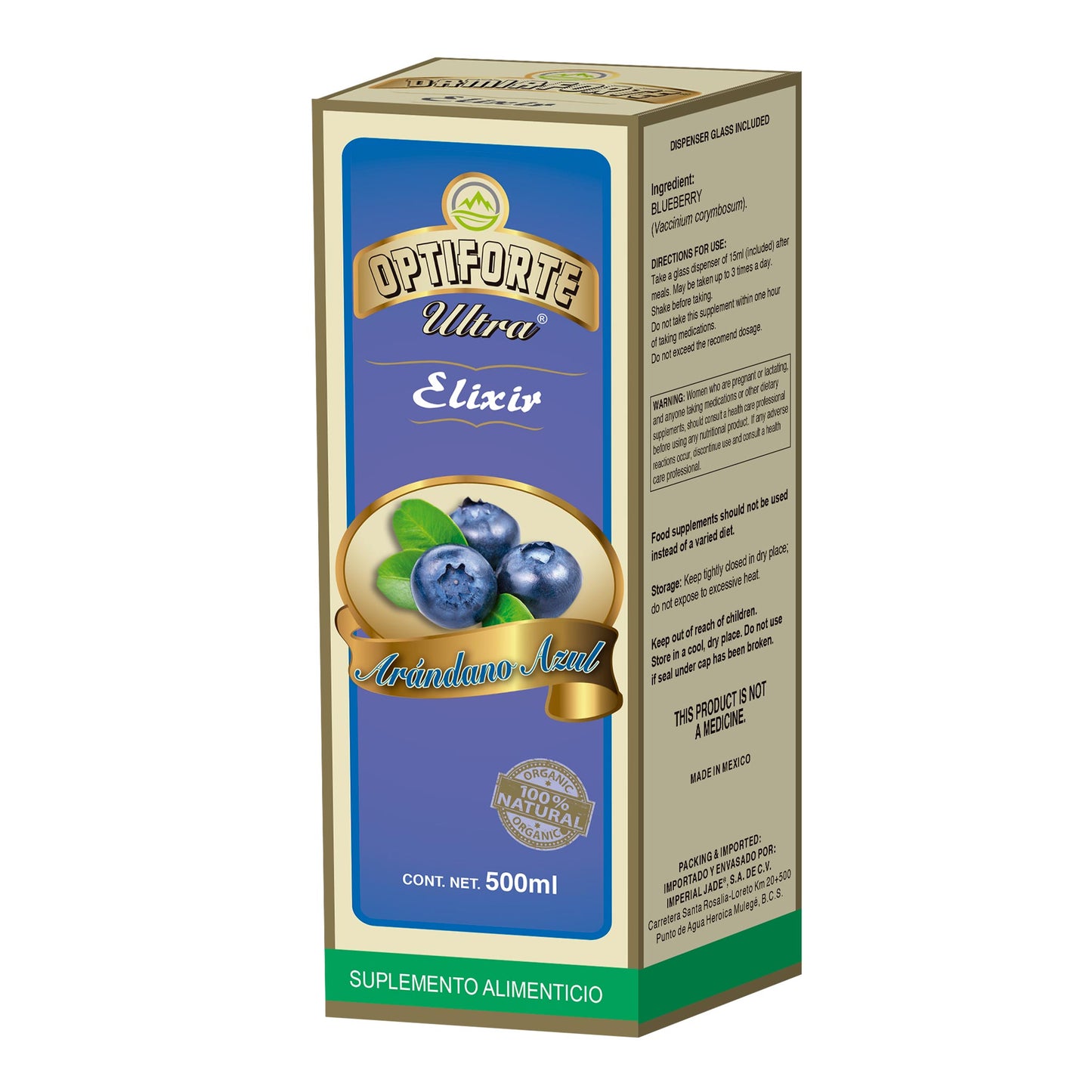 Elixir OPTIFORTE ULTRA ® arándano azul caja frasco 500ml