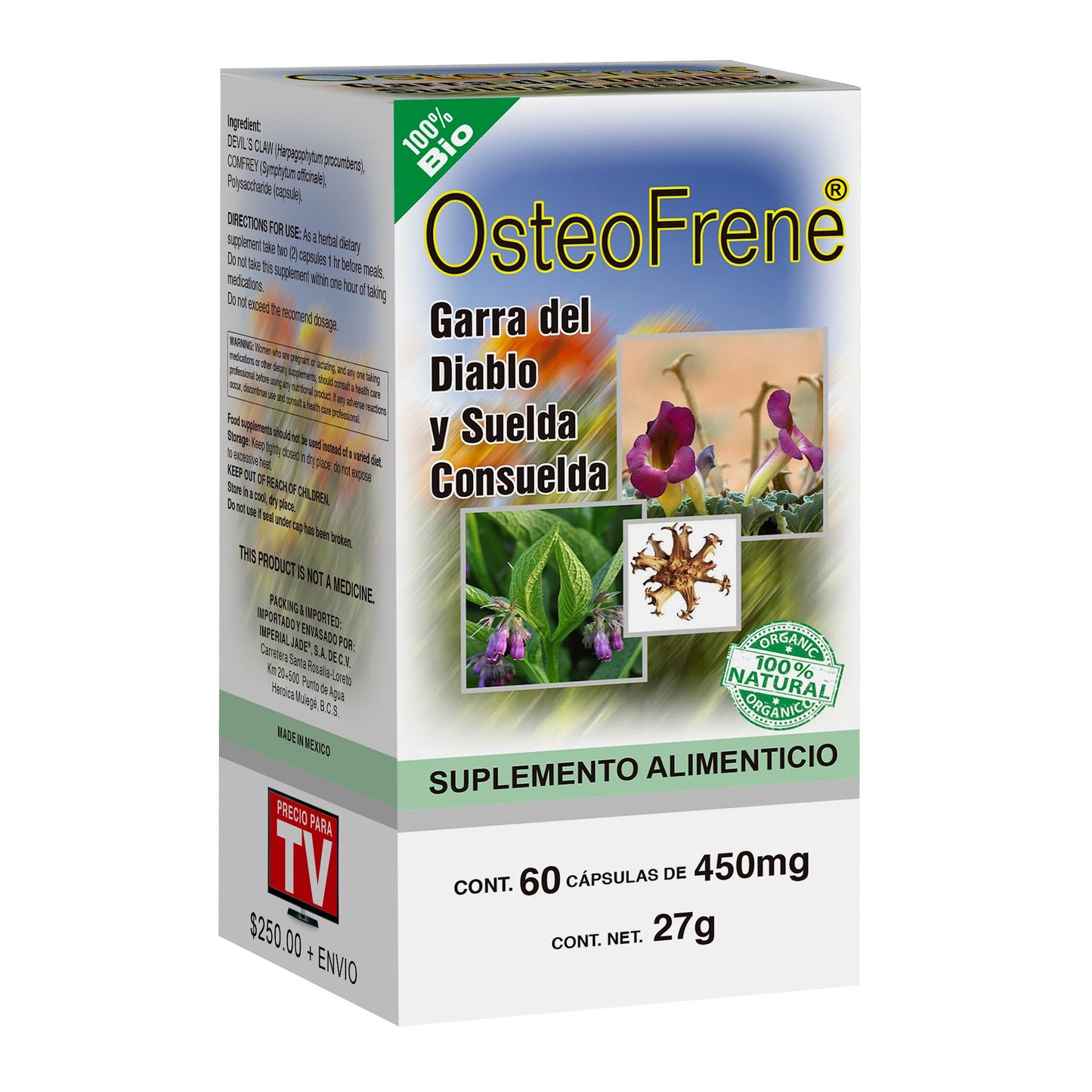 Cápsulas OSTEOFRENE ® herpagofito y suelda caja frasco 60