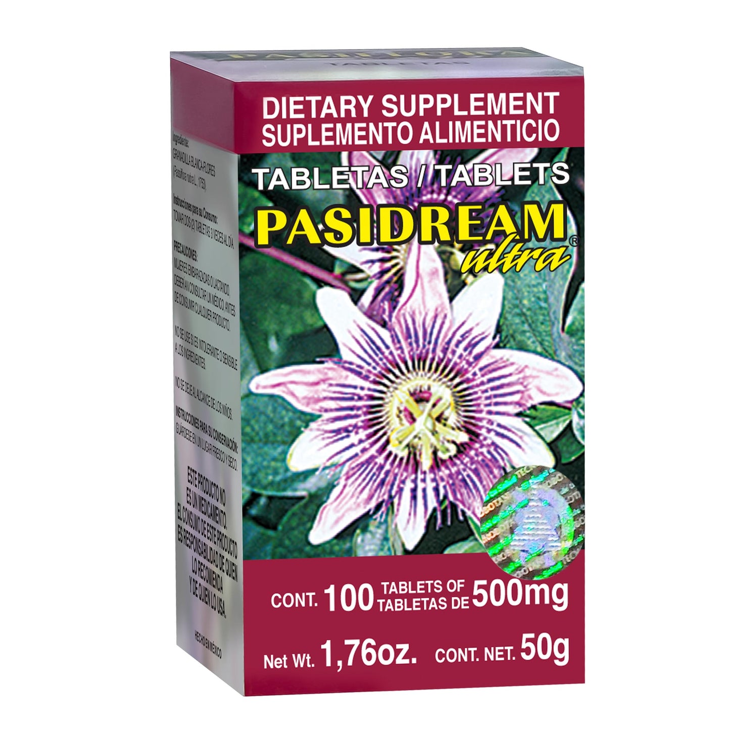Tabletas PASIDREAM ULTRA ® granadilla blanca caja frasco 100