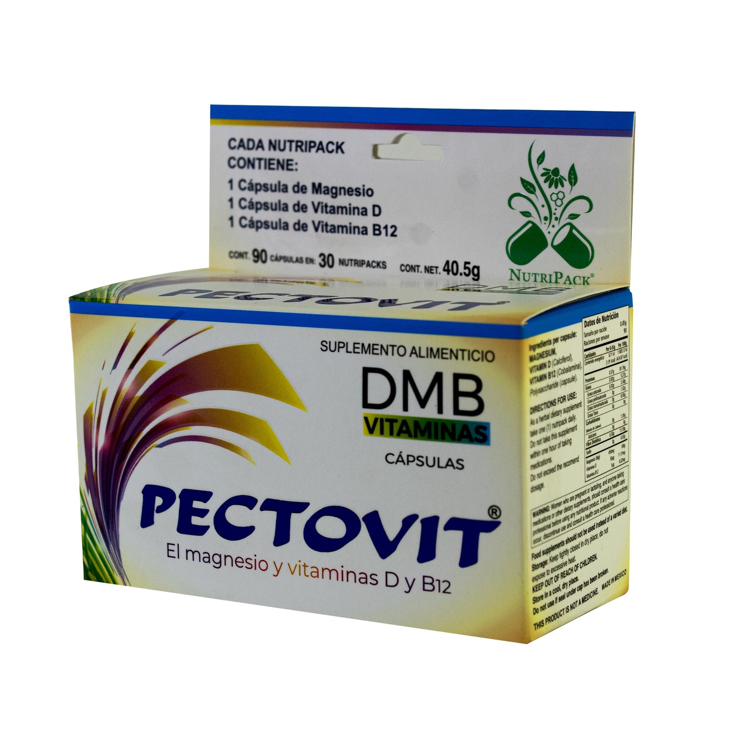 Cápsulas PECTOVIT ® magnesio, vitamina D y B12 frasco 90