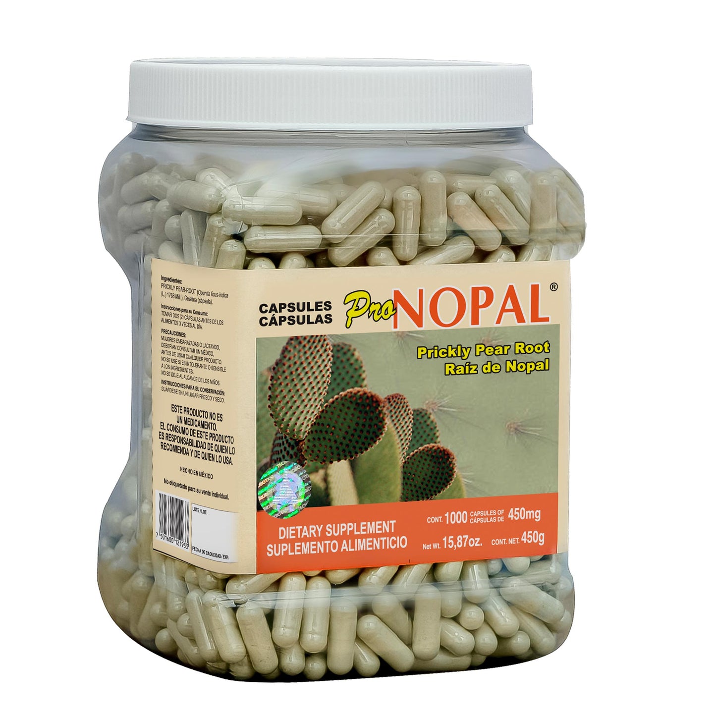 Cápsulas PRONOPAL ® raíz de nopal bote 1000u