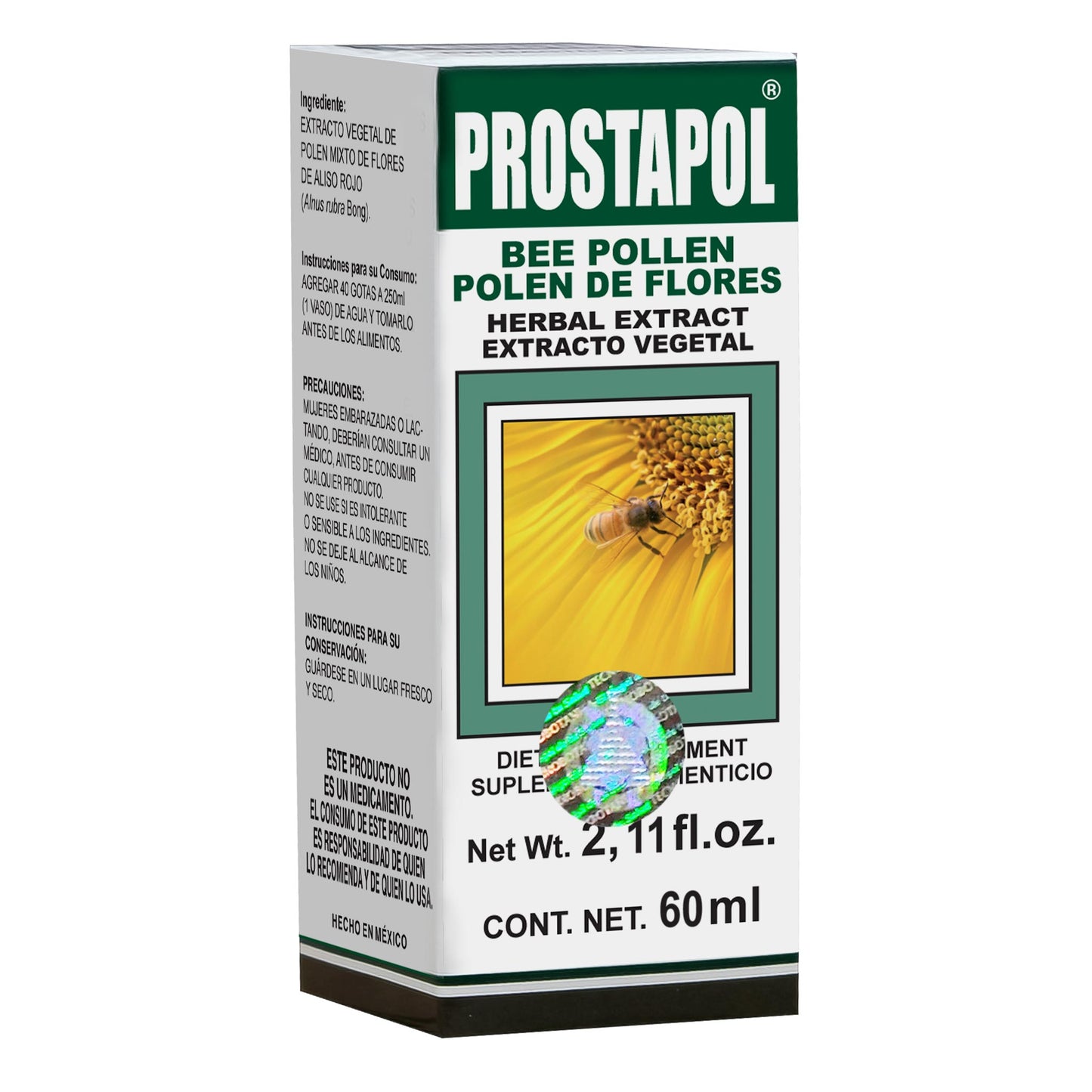 Extracto vegetal PROSTAPOL ® polen de flores caja frasco gotero 60ml