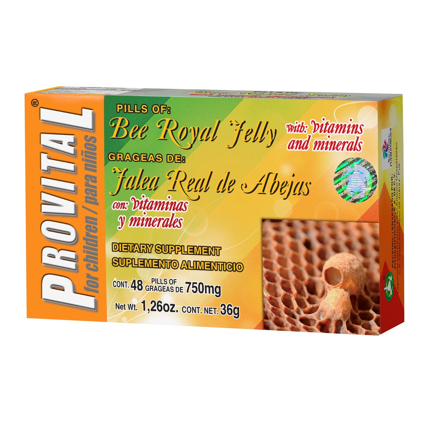 Grageas PROVITAL ® jalea real de abejas vitaminas y minerales caja blister 48