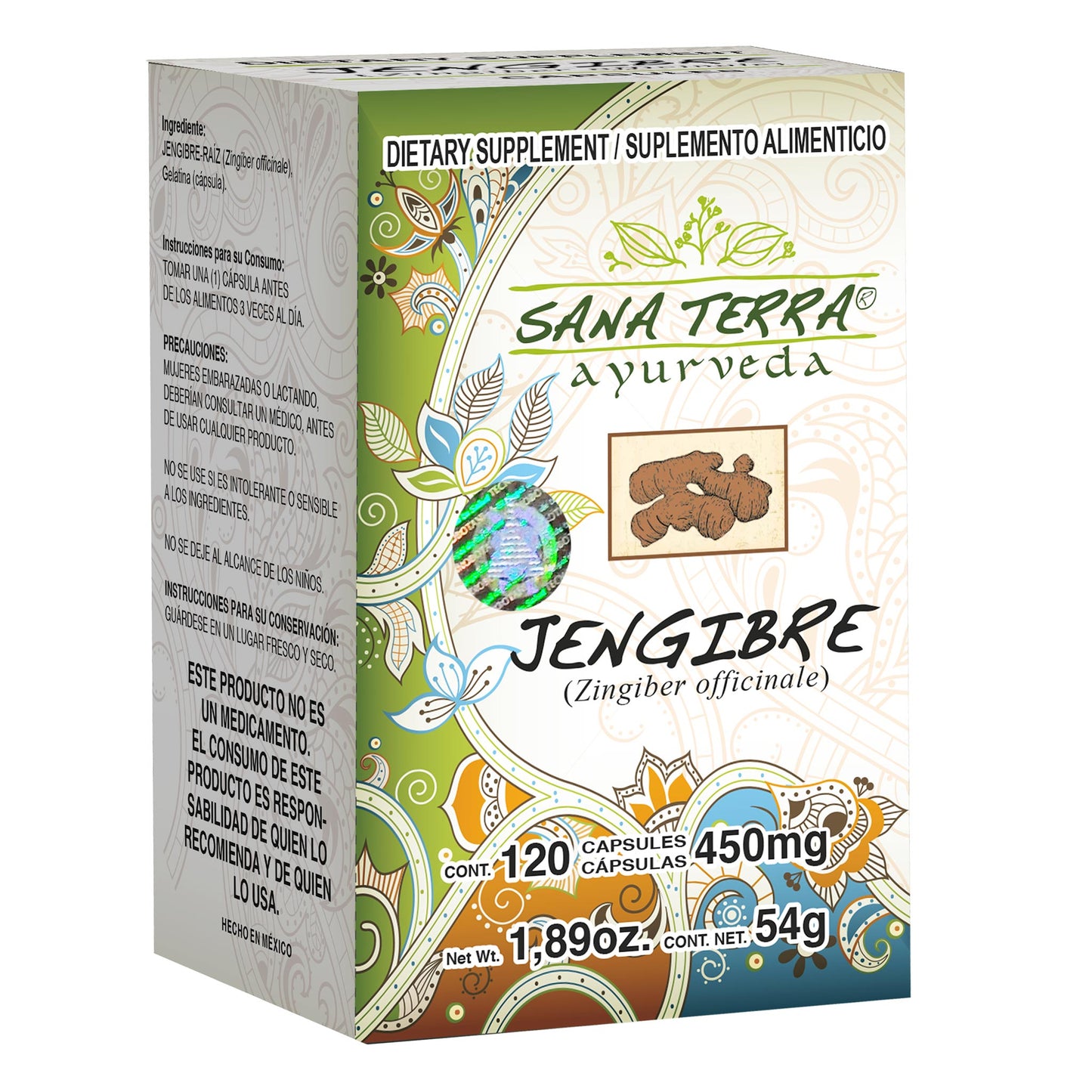 Cápsulas SANA TERRA ® jengibre caja frasco 120