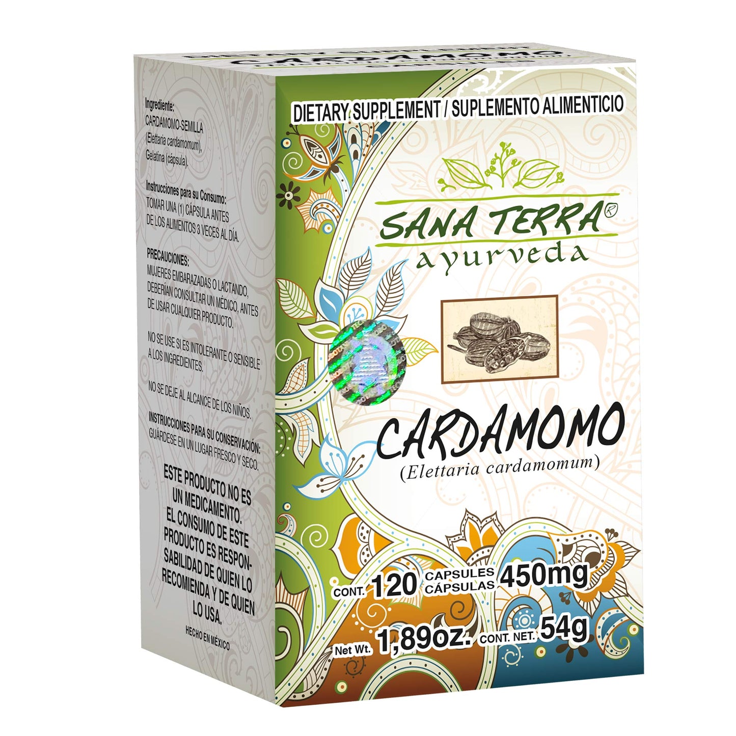 Cápsulas SANA TERRA ® cardamomo caja frasco 120