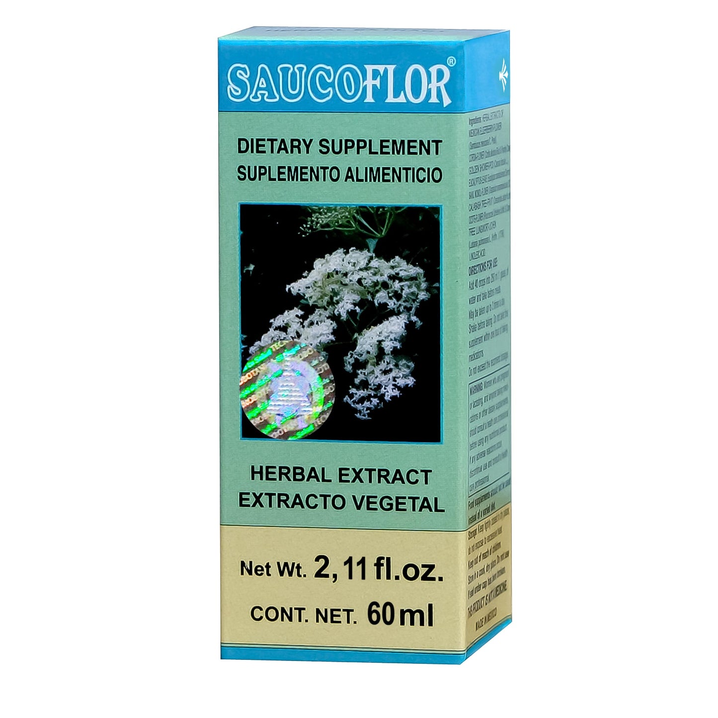 Extracto vegetal SAUCOFLOR ® sauco compuesto caja frasco gotero 60ml