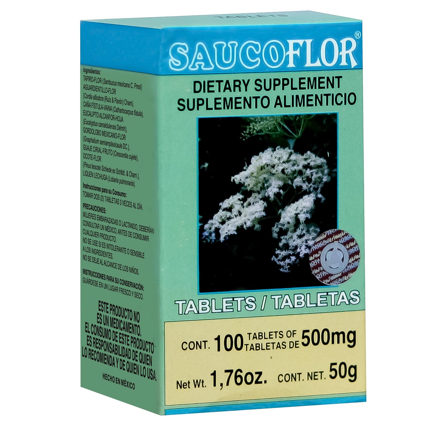 Tabletas SAUCOFLOR ® sauco compuesto caja frasco 100