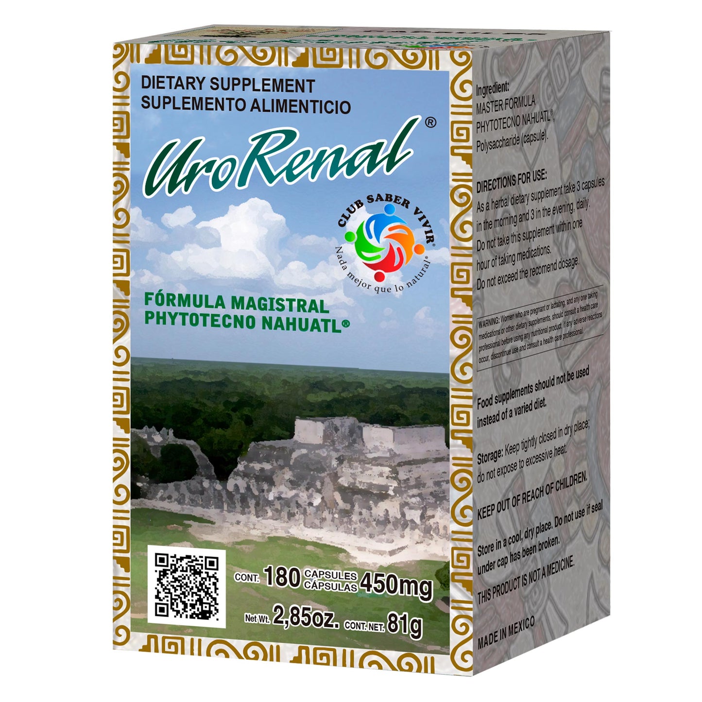 Cápsulas URORENAL ® fórmula magistral nahuatl caja frasco 180