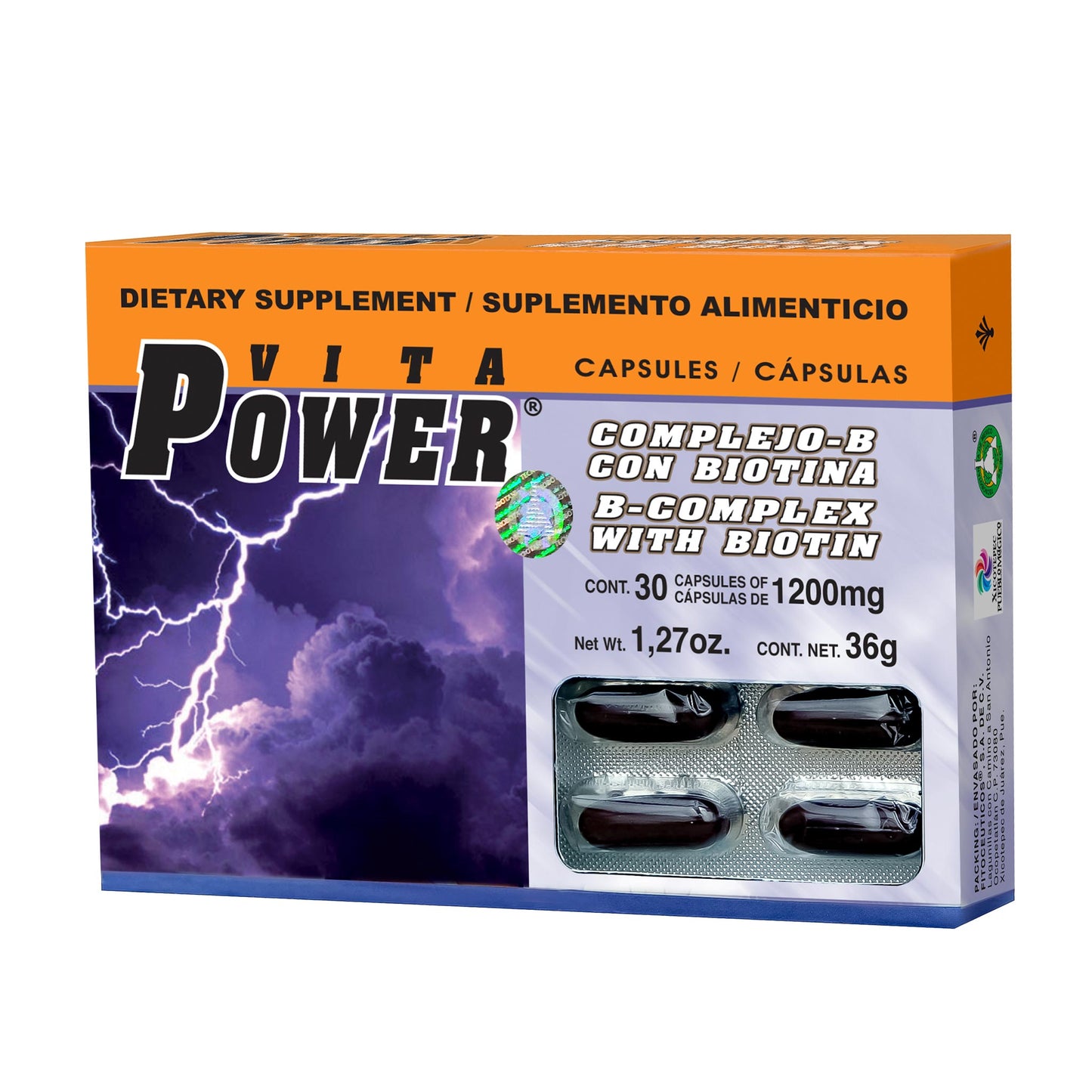 Cápsulas VITAPOWER ® complejo B con biotina caja blister 30