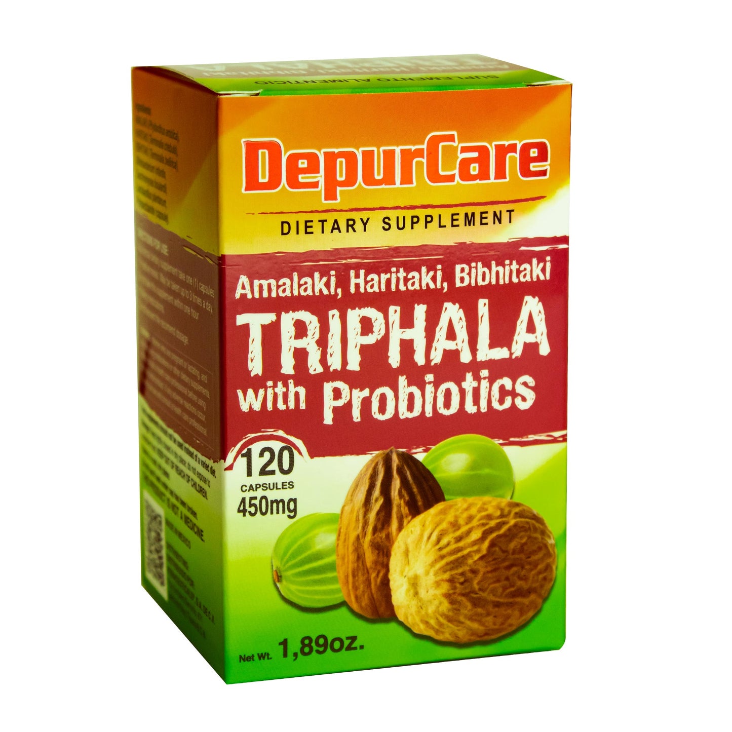 Cápsulas DEPURCARE® triphala con probióticos caja frasco 120u