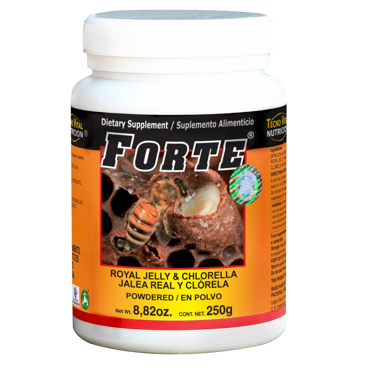 Polvo FORTE ® jalea real y clorela frasco con 250g