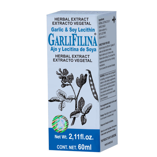 Extracto vegetal GARLIFILINA ® ajo con lecitina de soya caja frasco gotero 60ml