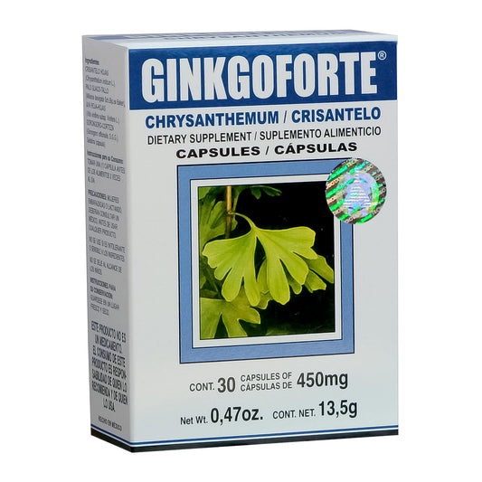 Cápsulas GINKGOFORTE ®  crisantelo caja blister con 30 cáps