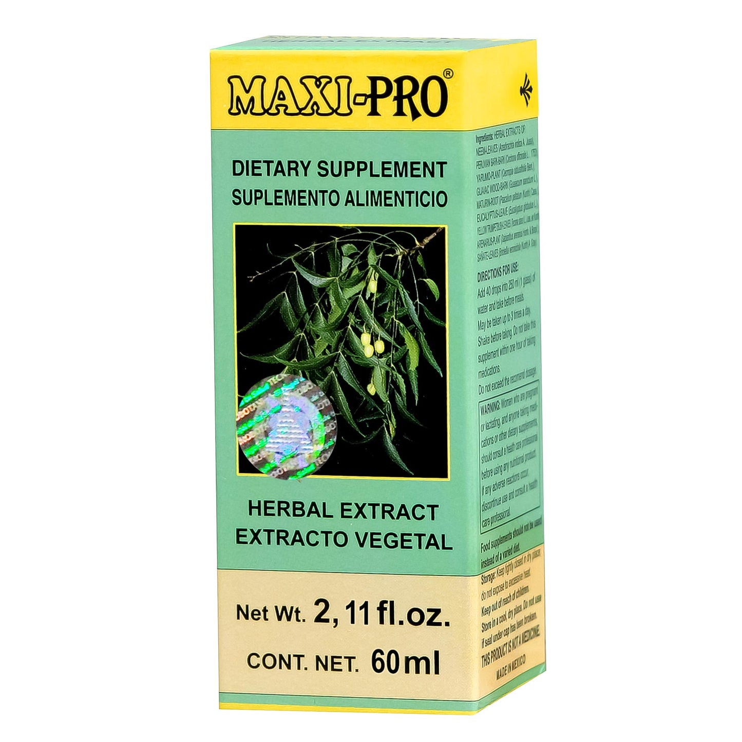 Extracto vegetal MAXIPRO FORTE ® neem compuesto caja frasco gotero 60ml