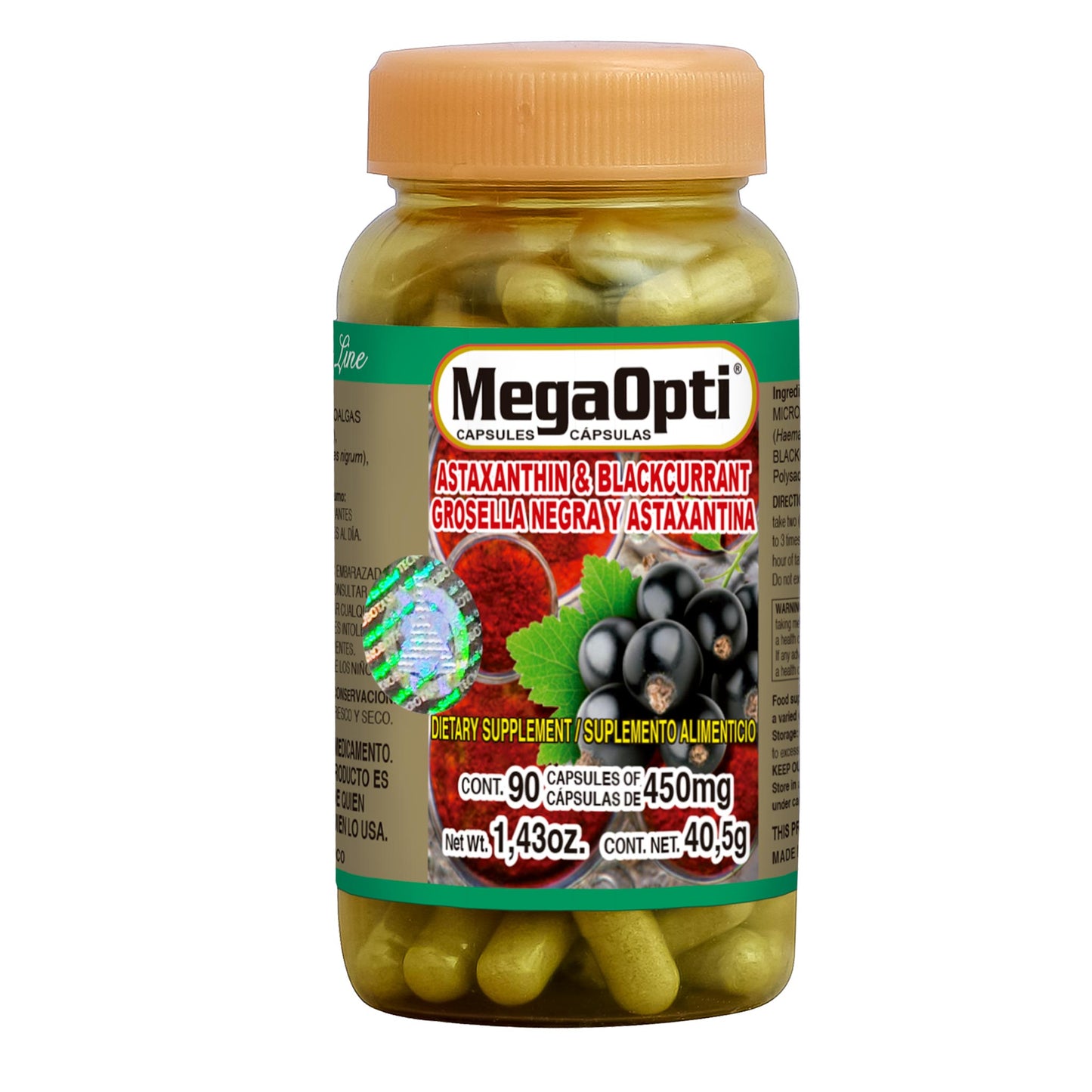 Cápsulas MEGAOPTI ® grosella negra y astaxantina frasco 90u