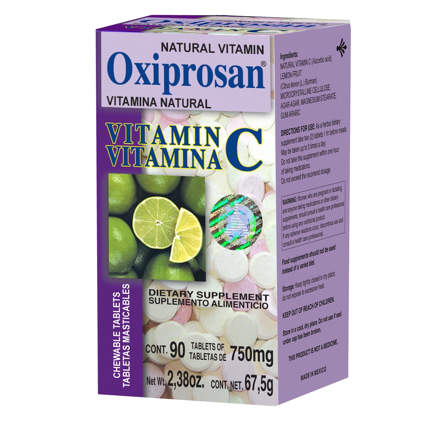 Tabletas OXIPROSAN ® vitamina C caja frasco 90u