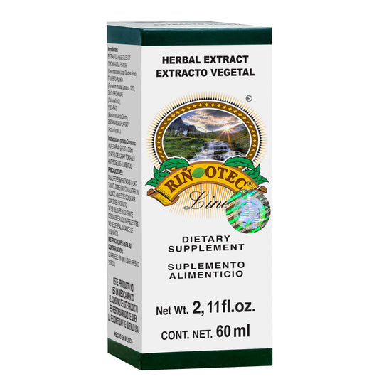 Extracto vegetal RIÑOTEC ® hojas de equiseto y salguero caja frasco gotero con 60ml