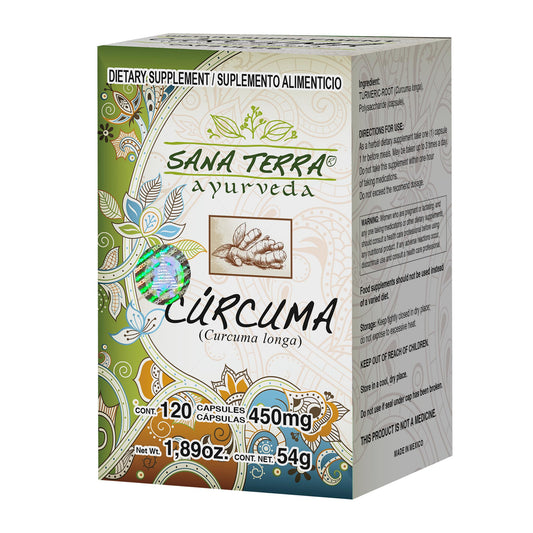 Cápsulas SANA TERRA ® cúrcuma caja frasco 120u