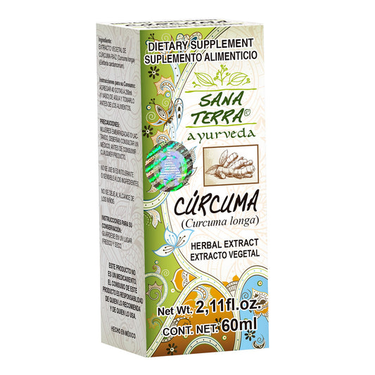 Extracto vegetal SANA TERRA ® cúrcuma caja frasco gotero con 60ml