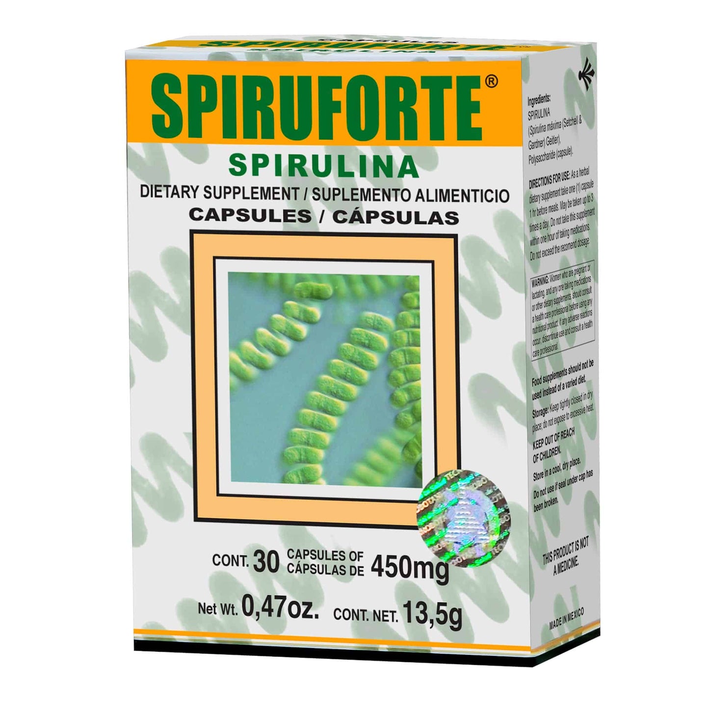 Cápsulas SPIRUFORTE ® spirulina caja blister 30u