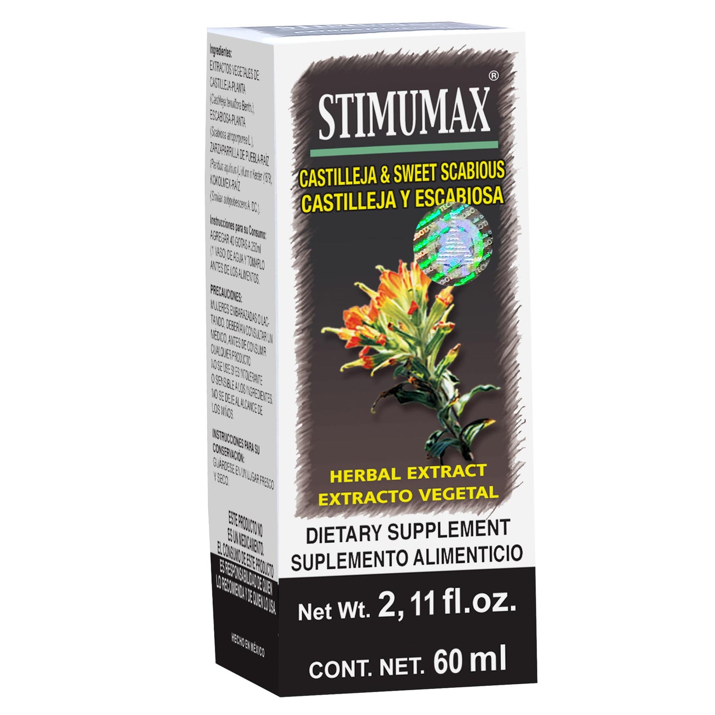 Extracto vegetal STIMUMAX ® castilleja y escabiosa caja frasco gotero 60ml