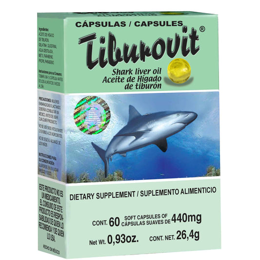 Cápsulas TIBUROVIT ®  aceite de hígado de tiburón caja blister con 60 cáps