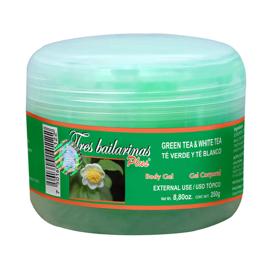 Gel corporal TRES BAILARINAS PLUS ® té verde y té blanco tarro con 250g