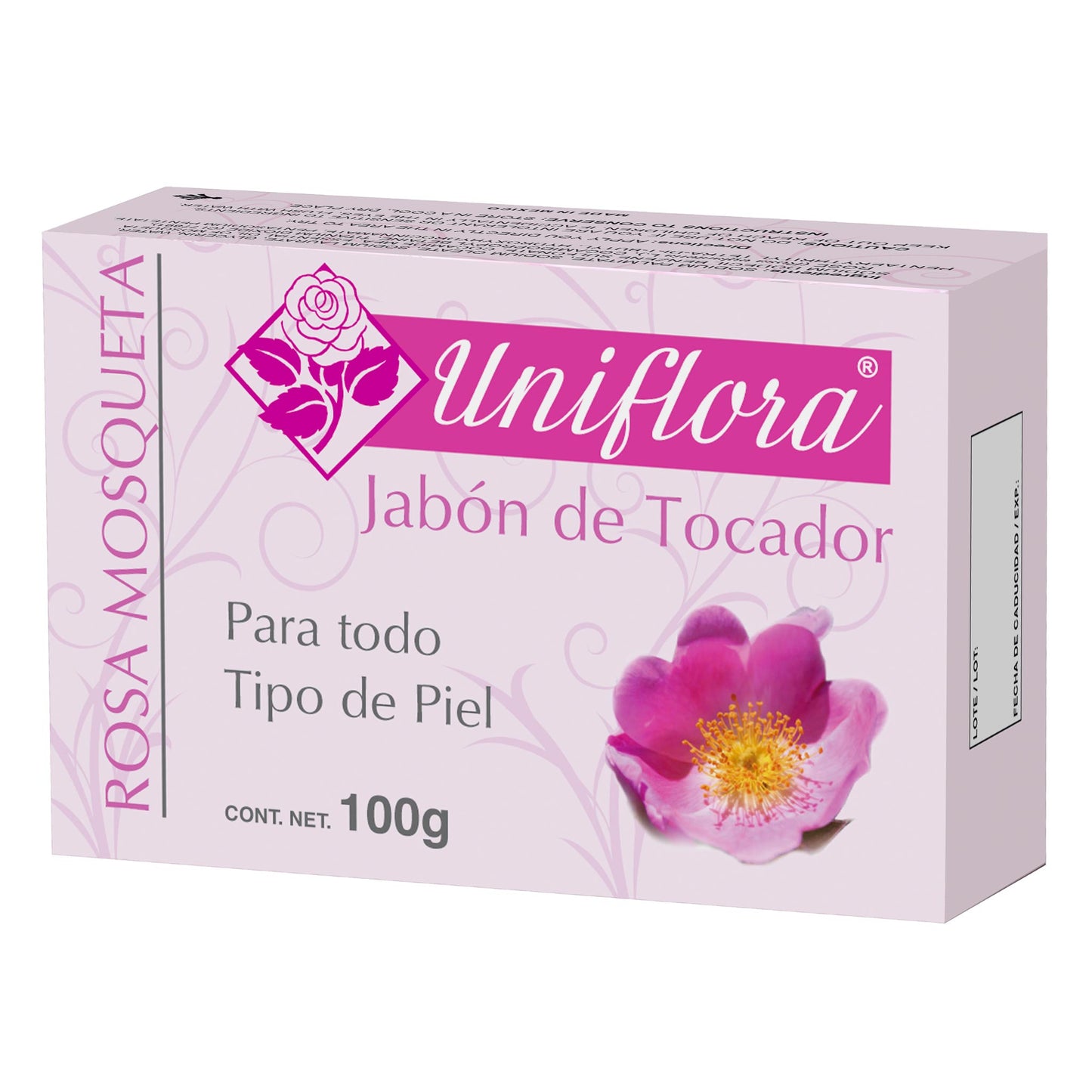 Jabón UNIFLORA ® rosa mosqueta caja barra de 100g