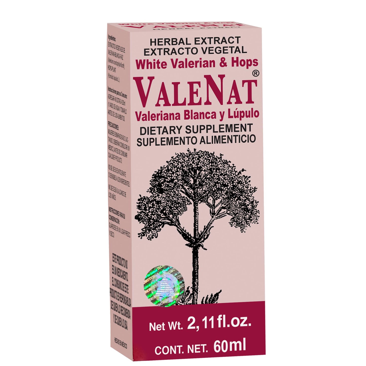 Extracto vegetal VALENAT ® valeriana y lúpulo caja frasco gotero con 60ml