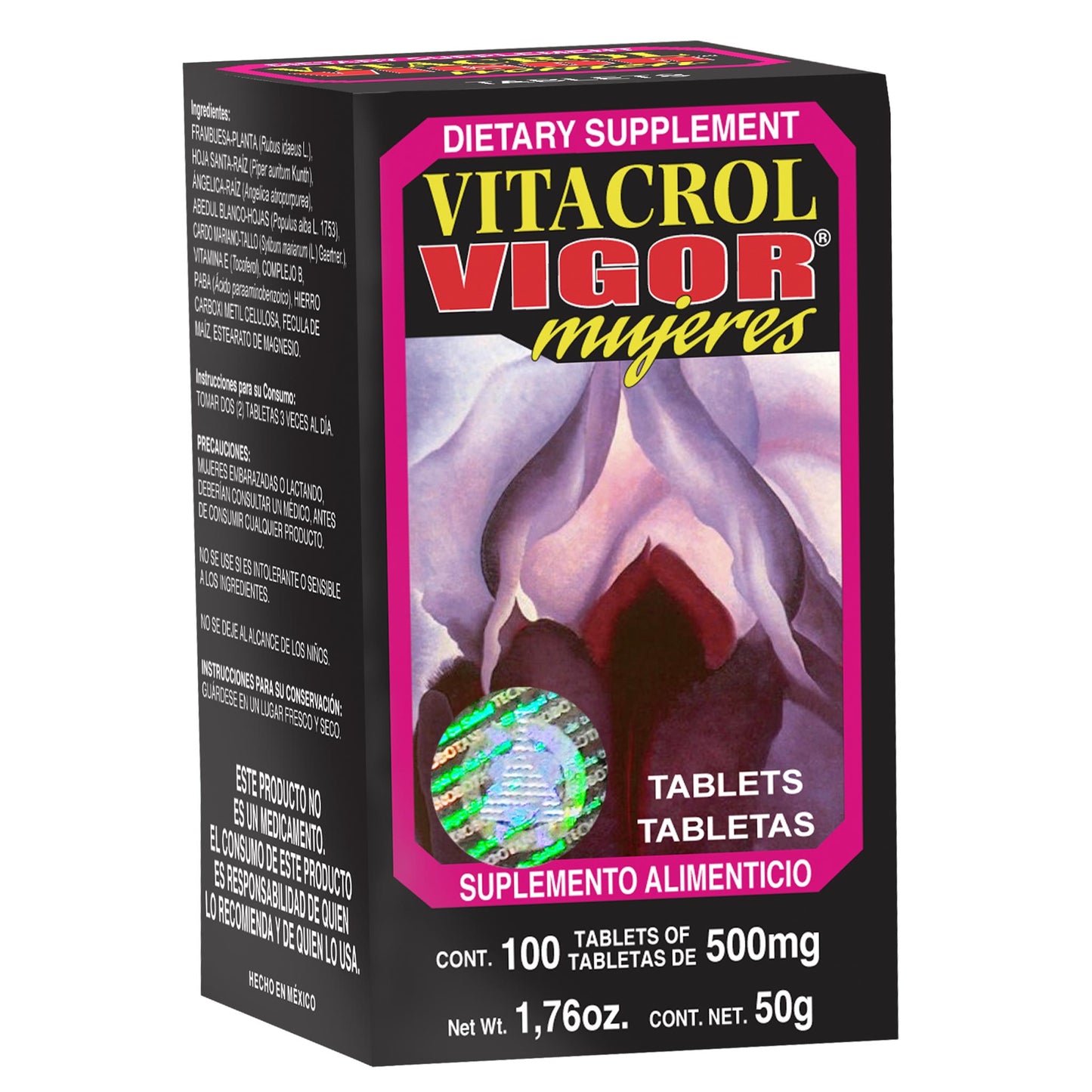 Tabletas VITACROL VIGOR MUJERES ® vitacrol vigor mujeres caja frasco con 100 tabs